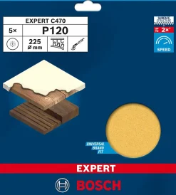5 disques abrasifs Bosch Expert C470 Ø225mm grain 120