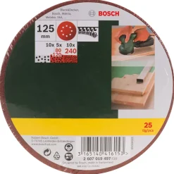 25 disques abrasifs Bosch grain 80-240 125 mm