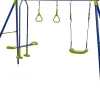 3 en 1 Ensemble de Portique et Balançoire 3 Agrès Charge 200kg Tape Suspendu 2 Anneaux de Gymnastique 177cm H
