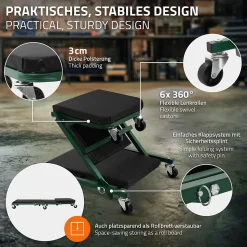 2 en 1 Siege d atelier et chariot mecanicien a roues ECD Germany en acier 360 degres jusqu a 150 kg