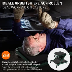 2 en 1 Siege d atelier et chariot mecanicien a roues ECD Germany en acier 360 degres jusqu a 150 kg