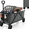 170 L Chariot de Transport Pliable avec Guidon Réglable, Porte-Bouteilles et Poche de Rangement,Pliable,Charge 100KG (Gris)