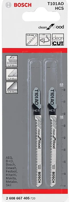 2 lames de scie sauteuse T courbe propre Bosch Bois