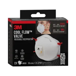 2 masques anti-poussière avec valve FFP3 3M