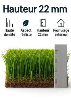 20 mm 1 x 3 m 3 m2 gazon synthétique pour balcon terrasse jardin Mon Gazon Synthétique
