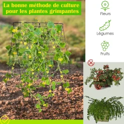 2 PcsTreillis de concombres, pour Plantes , Legumes et Fleurs, en Forme d'avec Accessoires, Filet de Treillis 122 x 86 cm