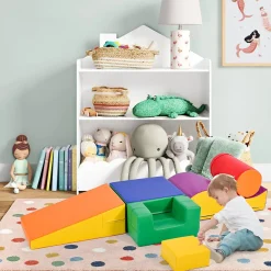 6 Pièces Aire de jeux Blocs De Construction Géants Souples , Modules Courir Et Grimper, PU - orange