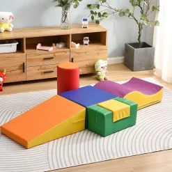 6 Pièces Aire de jeux Blocs De Construction Géants Souples , Modules Courir Et Grimper, PU - orange