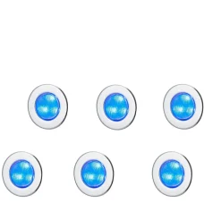 6 spots encastrable Hardin LED intégrée 3.6W IP65 et IP67 GoodHome argent lumière bleue