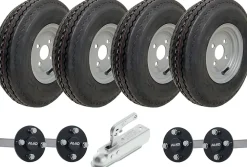 4.80/4.00-8 Twin Axle Trailer Kit High Speed Road Legal Wheels, Axles & Hitch