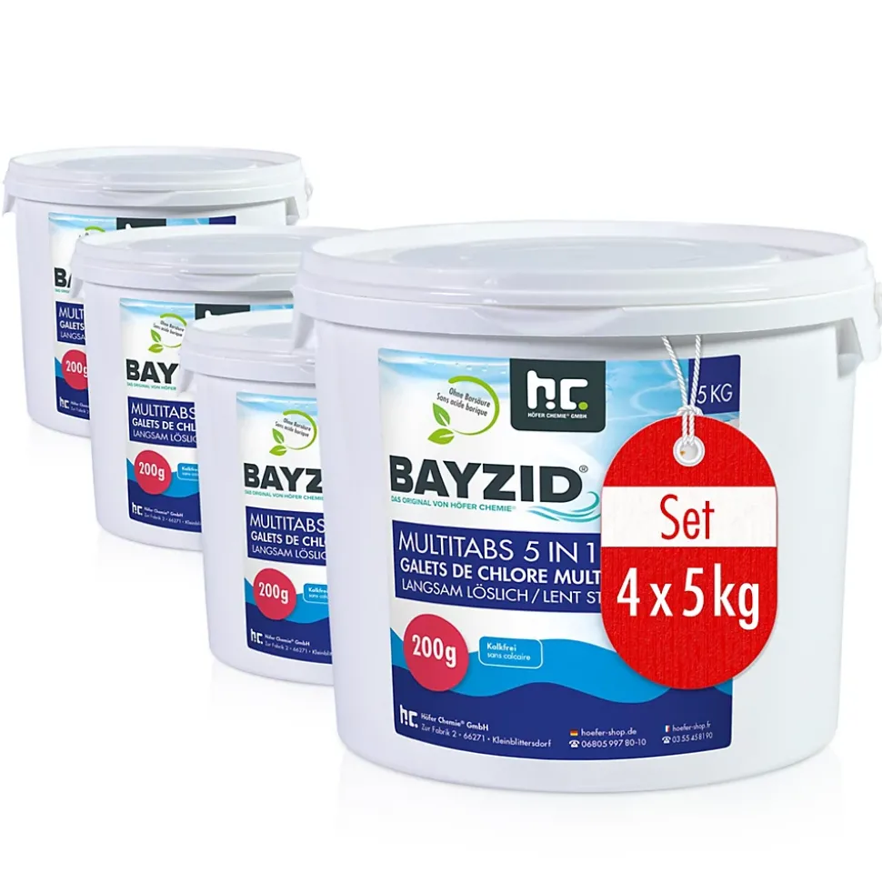 4 x 5 Kg Galets De Chlore Multifonction 5 En 1 Bayzid De 200g En Sceaux