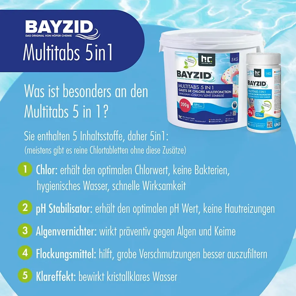 4 x 5 Kg Galets De Chlore Multifonction 5 En 1 Bayzid De 200g En Sceaux