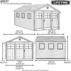 Abri de jardin / Garage résine Lifetime 60237 double pentes 21,44m²