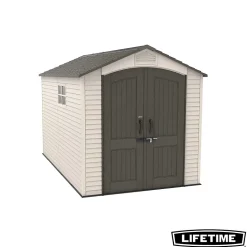 Abri de jardin + plancher Lifetime Landmark en résine coloris beige et marron et gris ép.23 mm surface extérieure 7,77 m²