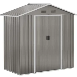 Abri de jardin - remise pour outils - cabanon porte verrouillable - dim. 194L x 110l x 184H cm - tôle d'acier gris
