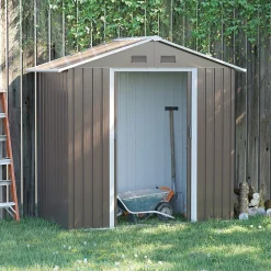 Abri de jardin - remise pour outils - cabanon porte verrouillable - dim. 194L x 110l x 184H cm - tôle d'acier gris