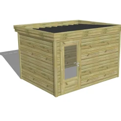 ABRI DE JARDIN bois Pin traité autoclave 27mm - 3,44x2,64m / 9m2 - Bac acier - Abri Français