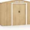 Abri de Jardin en Acier Galvanisé Anti-UV avec Portes Verrouillables, Plancher, Bouches d'Aération, 259x196x184cm, 5m² Naturel