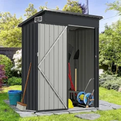 Abri de Jardin en Métal pour Outils avec Toit Incliné 150 x 88 x 185 CM avec Évant d'Aération Potre Fermable