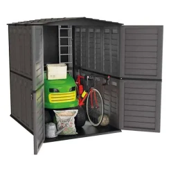 Abri de Jardin Extérieur Anthracite - Coffre de Jardin Polypropylène 151x146x200 - Rangement Outils, Vélos ARTPLAST