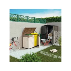 Abri de Jardin Extérieur Anthracite - Coffre de Jardin Polypropylène 151x146x200 - Rangement Outils, Vélos ARTPLAST