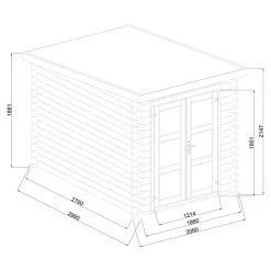 Abri de jardin Klikstrom Belaïa bois traité autoclave marron ép.28 mm toiture monopente surface totale 6.72m²