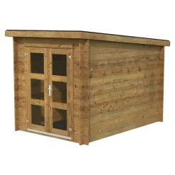 Abri de jardin Klikstrom Belaïa bois traité autoclave marron ép.28 mm toiture monopente surface totale 6.72m²