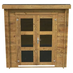 Abri de jardin Klikstrom Belaïa bois traité autoclave marron ép.28 mm toiture monopente surface totale 6.72m²