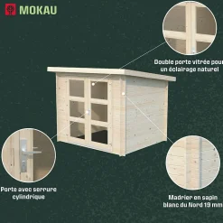 Abri de jardin Klikstrom Mokau bois coloris naturel toiture monopente ép.19 mm surface totale 6m²