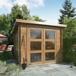 Abri de jardin Klikstrom Mokau bois traité autoclave marron ép.19 mm toiture monopente surface totale 6m²