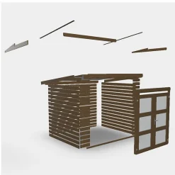 Abri de jardin Klikstrom Mokau bois traité autoclave marron ép.19 mm toiture monopente surface totale 6m²