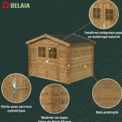 Abri de jardin Klikstrom Belaïa bois traité autoclave marron ép.28 mm surface totale 7.4m²