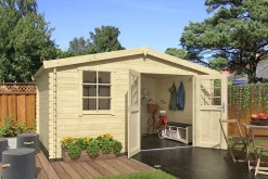 Abri de jardin Klikstrom Riga bois naturel ép.34 mm surface totale 12.15m²