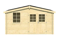 Abri de jardin Klikstrom Riga bois naturel ép.34 mm surface totale 12.15m²