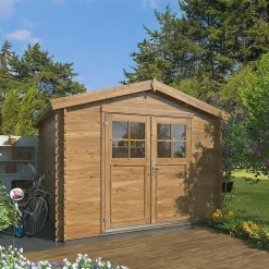 Abri de jardin Klikstrom Belaïa bois traité autoclave marron surface ép.28 mm totale 9.3m²