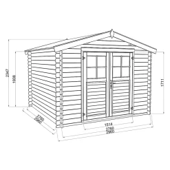 Abri de jardin Klikstrom Belaïa bois traité autoclave marron surface ép.28 mm totale 9.3m²