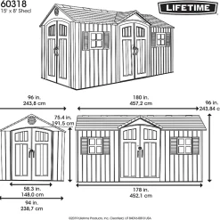 Abri de jardin résine Lifetime 60318 double pentes 11,15m²