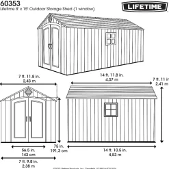 Abri de jardin résine Lifetime 60353 double pentes 11,15m²