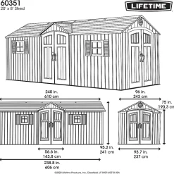 Abri de jardin résine Lifetime 60351 double pentes 14,88m²