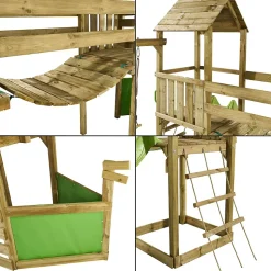 Aire de jeux : balançoire, toboggan, trapèze, escalade, pont suspendu - WILLI