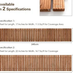 Allée de Jardin en Bois de 245CM, Sol de Promenade Extérieure Enroulable, Largeur 43cm