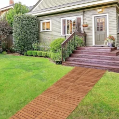 Allée de Jardin en Bois de 245CM, Sol de Promenade Extérieure Enroulable, Largeur 43cm