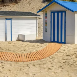 Allée de Jardin Incurvée en Bois, Chemin Extérieur avec Surface Antidérapante, Naturel