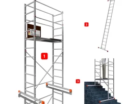 AluCombine 3 400 hauteur de travail 4m echafaudage echellee traverse 2 roues echafaudage fixes 80mm