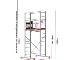 AluCombine 3 400 hauteur de travail 4m echafaudage echellee traverse 2 roues echafaudage fixes 80mm
