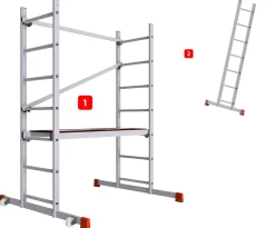 AluCombine 1 300 hauteur de travail 3m echafaudage echellee traverse 2 roues echafaudage fixes 80mm