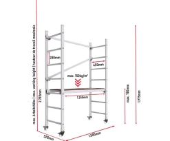AluCombine 1 300 hauteur de travail 3m echafaudage echellee 4 roues echafaudage de roulement