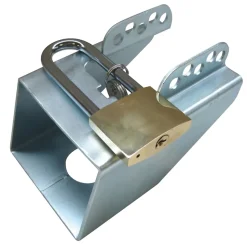 Antivol boitier pour remorque avec cadenas à clé Trigano