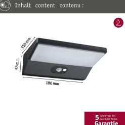 Applique d'extérieur LED Ronea Détecteur de mouvement crépusculaire (IR) IP44 180x150mm 3000K 7,4W 400lm 230V Gris foncé Aluminium
