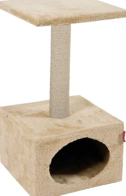 Arbre à chat Solo 1 niche + poteau + 1 plateau, coloris beige